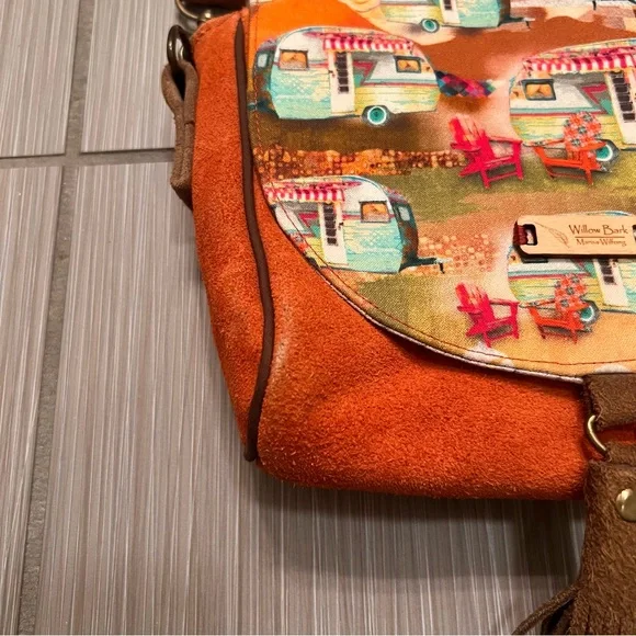 Handmade cloth leather vintage camper crossbody indigenous bag Marisa Wilfong - Picture 4 of 10